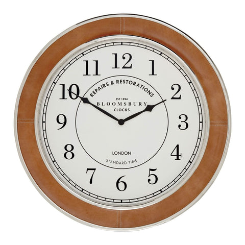 Clocks Churchill Tan Genuine Leather Wall Clock