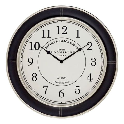 Churchill Black Genuine Leather Wall Clock - SE Home