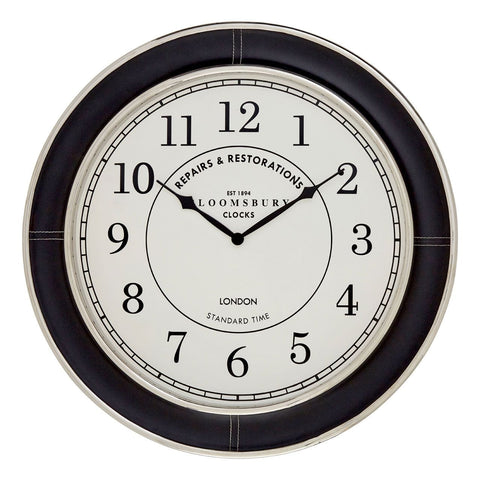 Clocks Churchill Black Genuine Leather Wall Clock