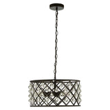 Albir 3 Bulb Cross Design Pendant Lamp - Powder Coated Iron & Crystal Glass