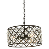 Albir 3 Bulb Cross Design Pendant Lamp - Powder Coated Iron & Crystal Glass