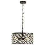 Albir 3 Bulb Cross Design Pendant Lamp - Powder Coated Iron & Crystal Glass