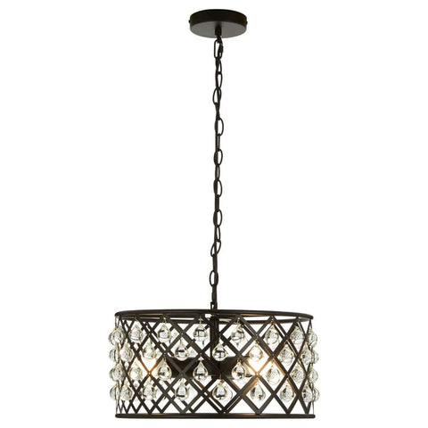Albir 3 Bulb Cross Design Pendant Lamp - Powder Coated Iron & Crystal Glass - SE Home