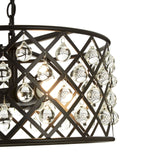 Albir 3 Bulb Cross Design Pendant Lamp - Powder Coated Iron & Crystal Glass