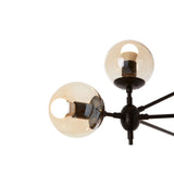 Abira 10 Bulb Pendant Lamp, Matte Black Iron, Brown Glass