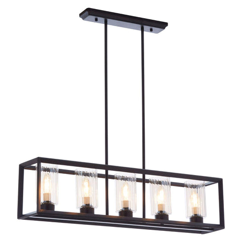 Aliko 5 Bulb Matte Black Pendant Lamp