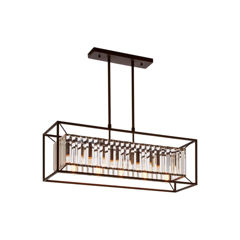 Aliko 5 Bulb Pendant Lamp, Black Finish Iron, Clear Glass - SE Home