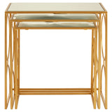Avantis Set Of 3 Gold Finish Nesting Side Tables - SE Home