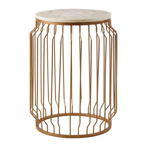 Shalimar Round Side Table With Wireframe Base - SE Home