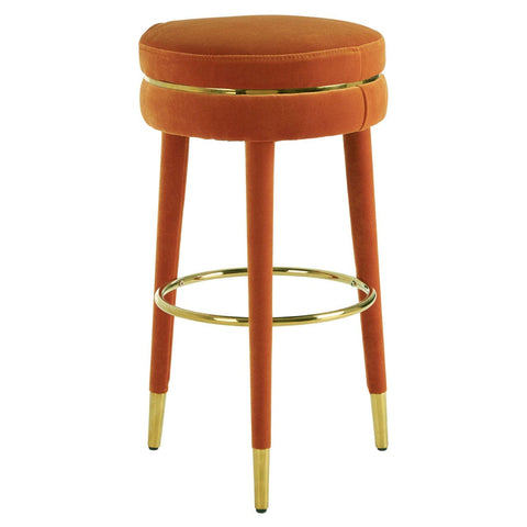 Table & Bar Stools New York Orange Velvet Bar Stool