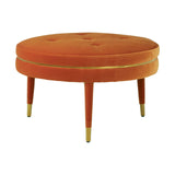 Manhattan Orange Velvet Footstool - SE Home