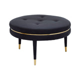 Manhattan Black Velvet Footstool - SE Home