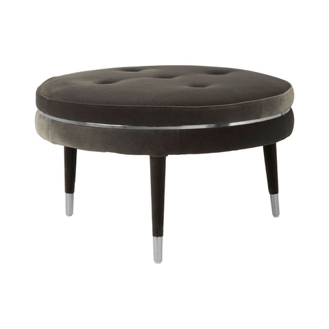 Manhattan Black Velvet Footstool - SE Home
