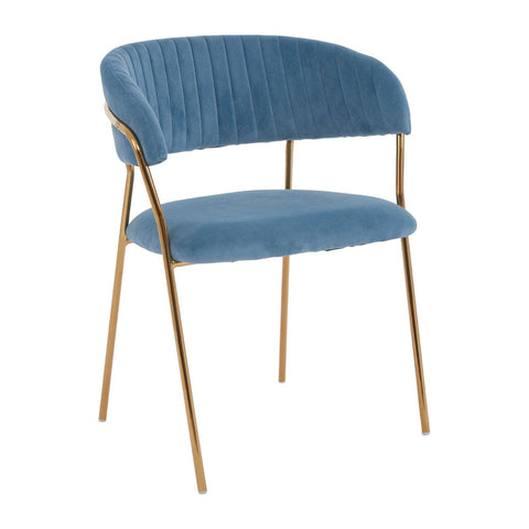 Tamzin Blue Channel Gold Finish Dining Chair - SE Home