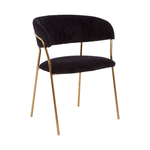 Arm Chairs, Recliners & Sleeper Chairs Tamzin Dining Chair, Black Velvet, Gold Finish Metal
