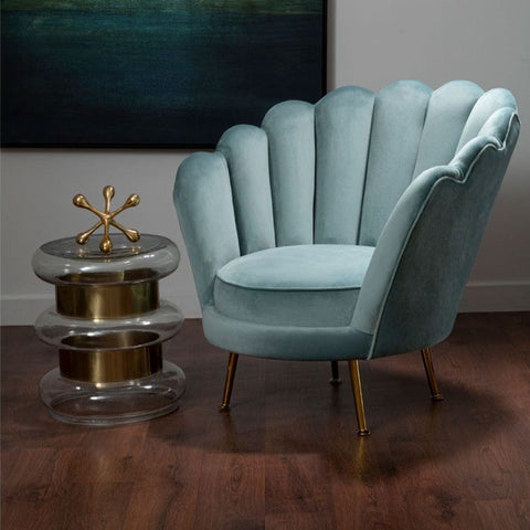 Arm Chairs, Recliners & Sleeper Chairs Ovala Light Blue Scalloped Chair