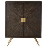 Sagor Cabinet - Grey Finish In Mango Wood With Antique Brass Finish - SE Home