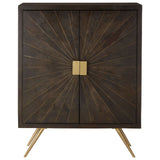 Cabinets & Storage Sagor Cabinet - Grey Finish In Mango Wood With Antique Brass Finish