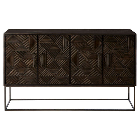 Saira 4 Door Cabinet In Mango Wood With A Grey Iron Finish - SE Home