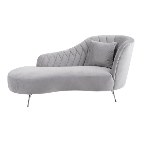 Chaises Rene Grey Velvet Chaise Longue