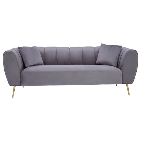 Sofas Florine 3 Seat Grey Velvet Sofa