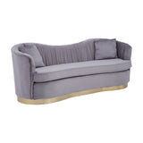 Sofas Franza 3 Seat Pleated Grey Velvet Sofa