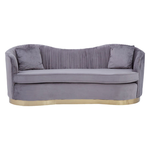 Sofas Franza 3 Seat Pleated Grey Velvet Sofa