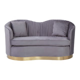 Sofas Franza 2 Seat Pleated Grey Velvet Sofa