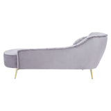 Felizia Grey Left Arm Velvet Chaise - SE Home
