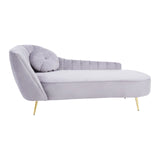 Felizia Grey Left Arm Velvet Chaise - SE Home