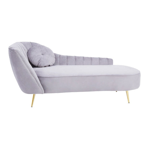Felizia Grey Left Arm Velvet Chaise - SE Home