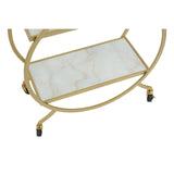 Avantis White Marble And Gold 2 Tier Trolley - SE Home