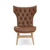 Arnold Brown Leather Effect Chair With Winged Back - SE Home