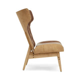 Arnold Brown Leather Effect Chair With Winged Back - SE Home