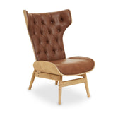 Arnold Brown Leather Effect Chair With Winged Back - SE Home