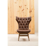 Arnold Brown Leather Effect Chair With Winged Back - SE Home