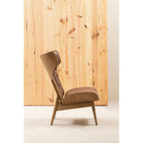 Arnold Brown Leather Effect Chair With Winged Back - SE Home