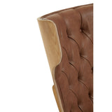 Arnold Brown Leather Effect Chair With Winged Back - SE Home