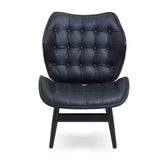 Arnold All Black Leather Chair With Button Detail - SE Home