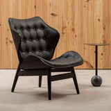 Arnold All Black Leather Chair With Button Detail - SE Home