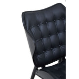 Arnold All Black Leather Chair With Button Detail - SE Home