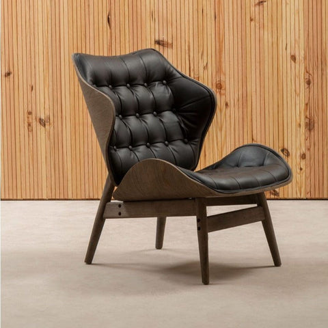 Arnold Black Leather Chair With Button Detail - SE Home