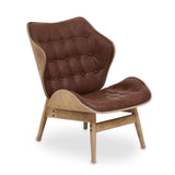 Arnold Brown Leather Chair With Button Detail - SE Home