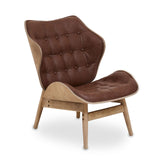 Arm Chairs, Recliners & Sleeper Chairs Arnold Brown Leather Chair With Button Detail