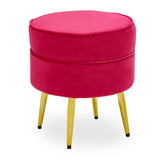Tamra Round Velvet Gold Leg Footstool - SE Home