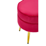 Tamra Round Velvet Gold Leg Footstool - SE Home