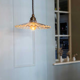 Fluted Fan Glass Pendant Light - Old English Brass - SE Home