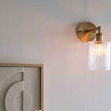 Henley Cylinde Petite Ribbed Glass Wall Light - Brass