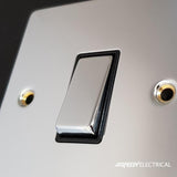 Polished Chrome - Black Inserts Polished Chrome 1 Gang 20A DP Switch With Flex - Black Trim