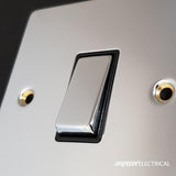 Polished Chrome - Black Inserts Polished Chrome 1 Gang 20A DP Switch With Flex With Neon - Black Trim